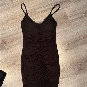 PrettyLittleThing Black Ruched Mini Dress